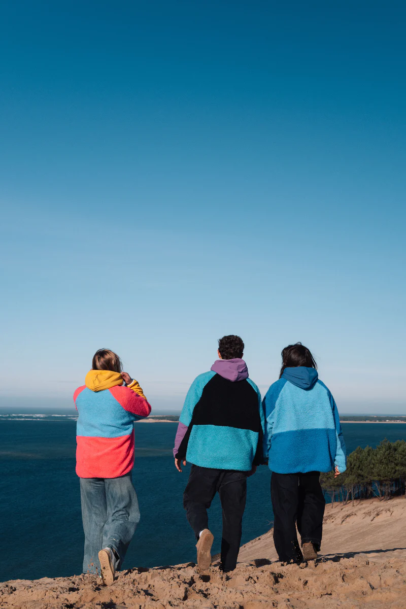 Retro Polar Fleece in Black, Violet & Turquoise - Image 4