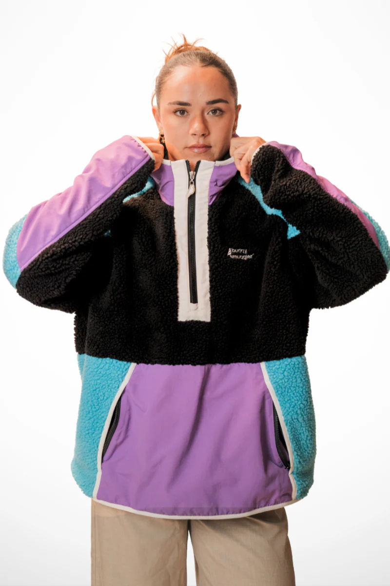 Retro Polar Fleece in Black, Violet & Turquoise - Image 6