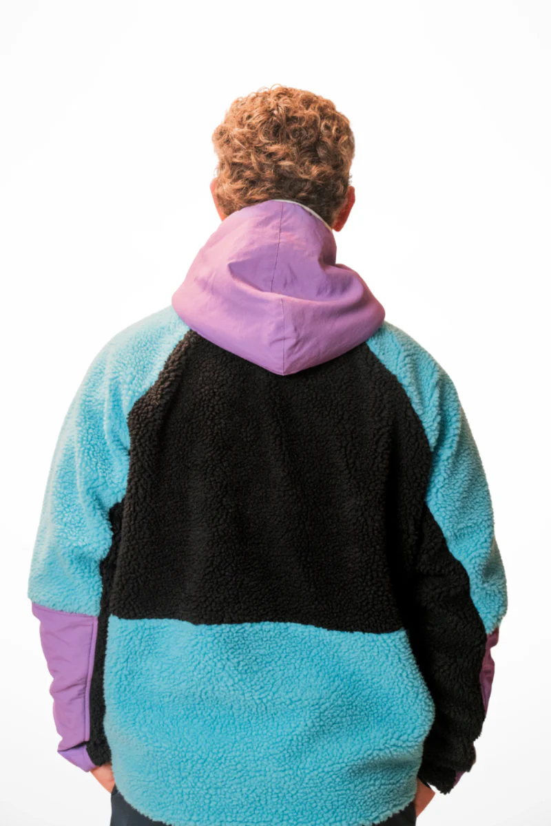 Retro Polar Fleece in Black, Violet & Turquoise - Image 7