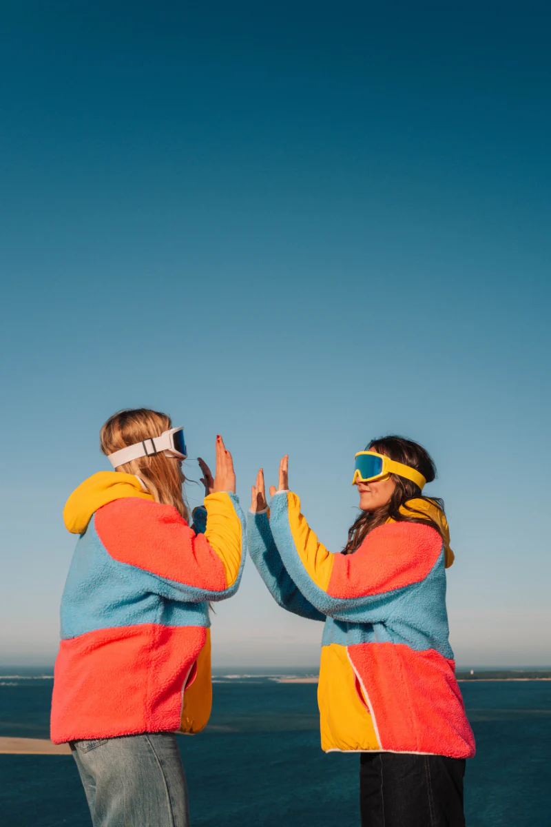 Retro Polar Fleece in Blue, Pink and Warm Yellow - Image 3