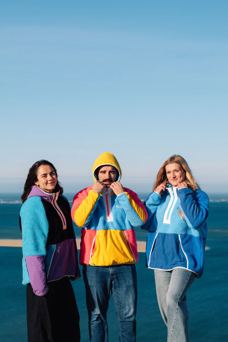 Retro Polar Fleece in Blue, Pink and Warm Yellow - Image 6