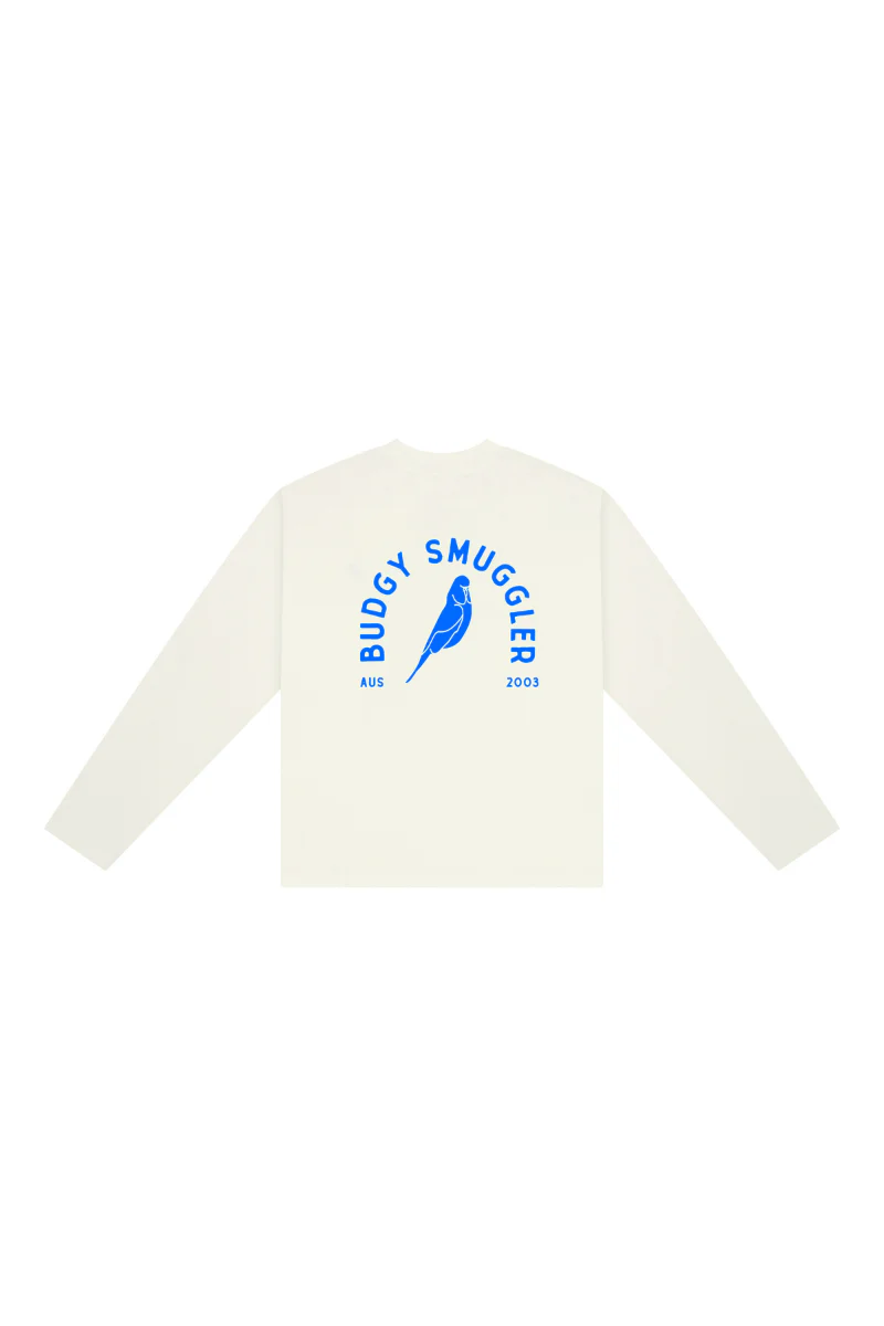 White Oversized Long Sleeve Tee with Budgy Arch - Image 3