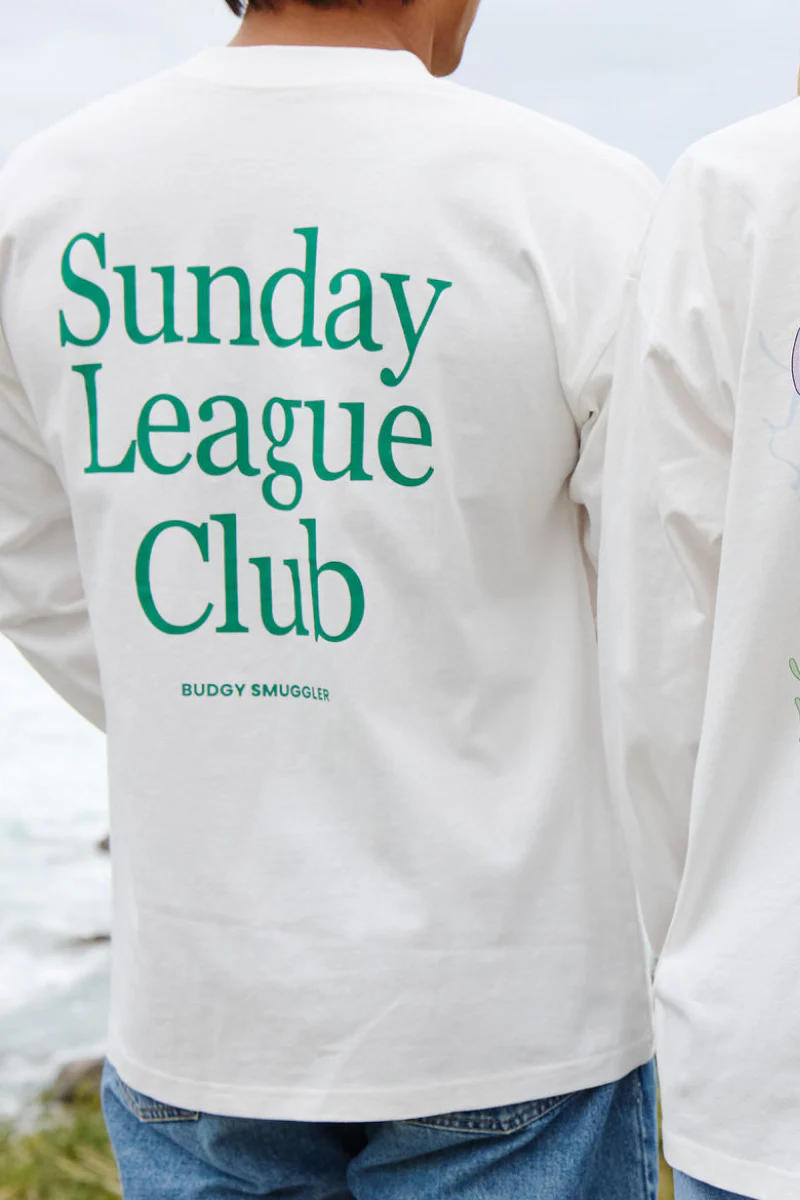 White Oversized Long Sleeve Tee with Sunday League Club - Image 3